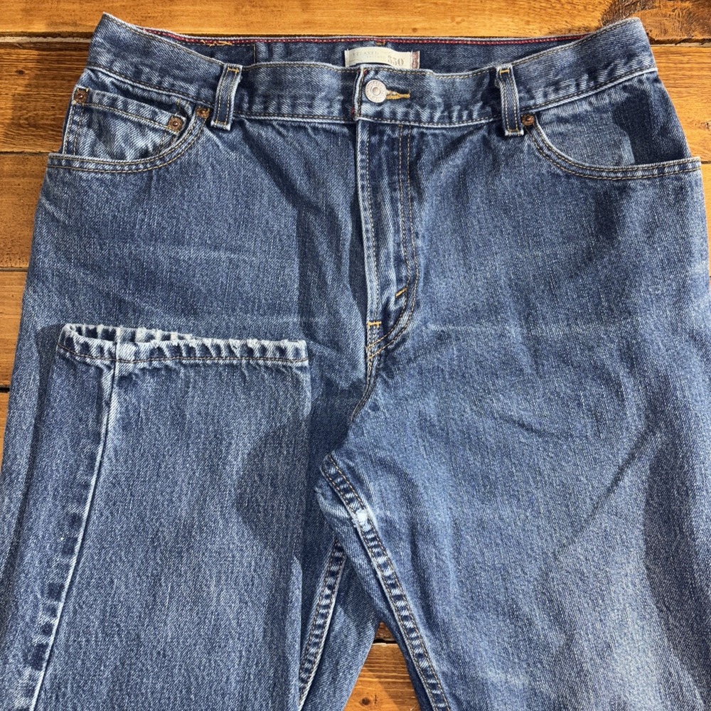 Levi's 550 Relaxed Tapered Jeans Womens 14 M (32x20) Blue High Rise Denim 0107
